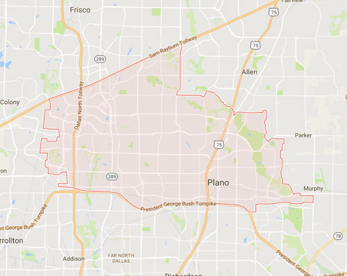 Map of our Plano, Texas service area
