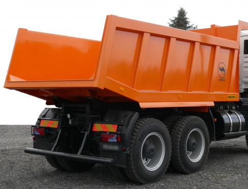 Orange dump truck