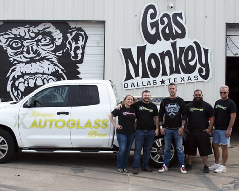Xtreme Autoglass Pros staff at Gas Monkey garage
