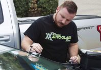 Rick repairing a rock chip on a windshield